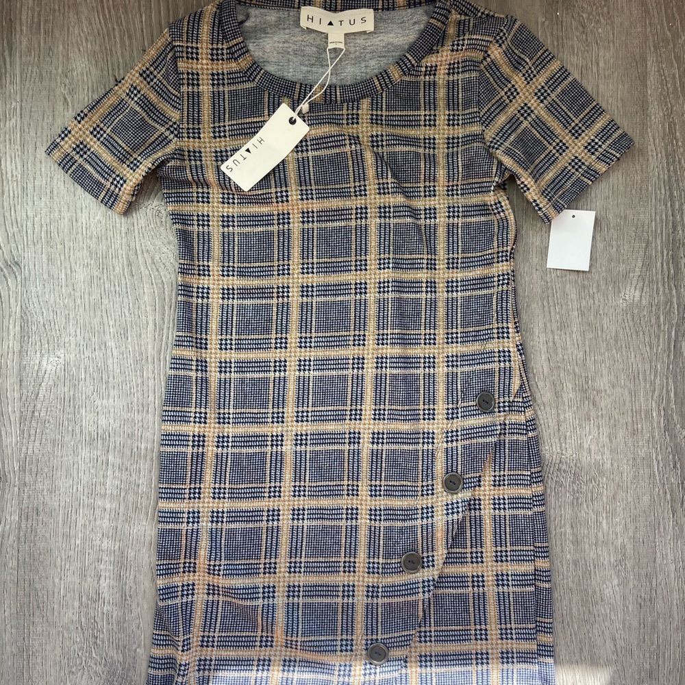 NWT. Plaid Hiatus dress size S